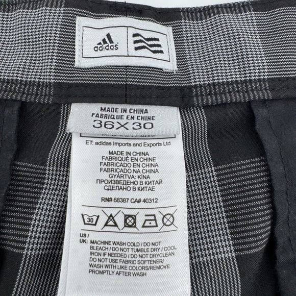 Adidas Mens Golf Pants Plaid Check Black Grey‎ Flat Front 36x30 - Picture 4 of 7